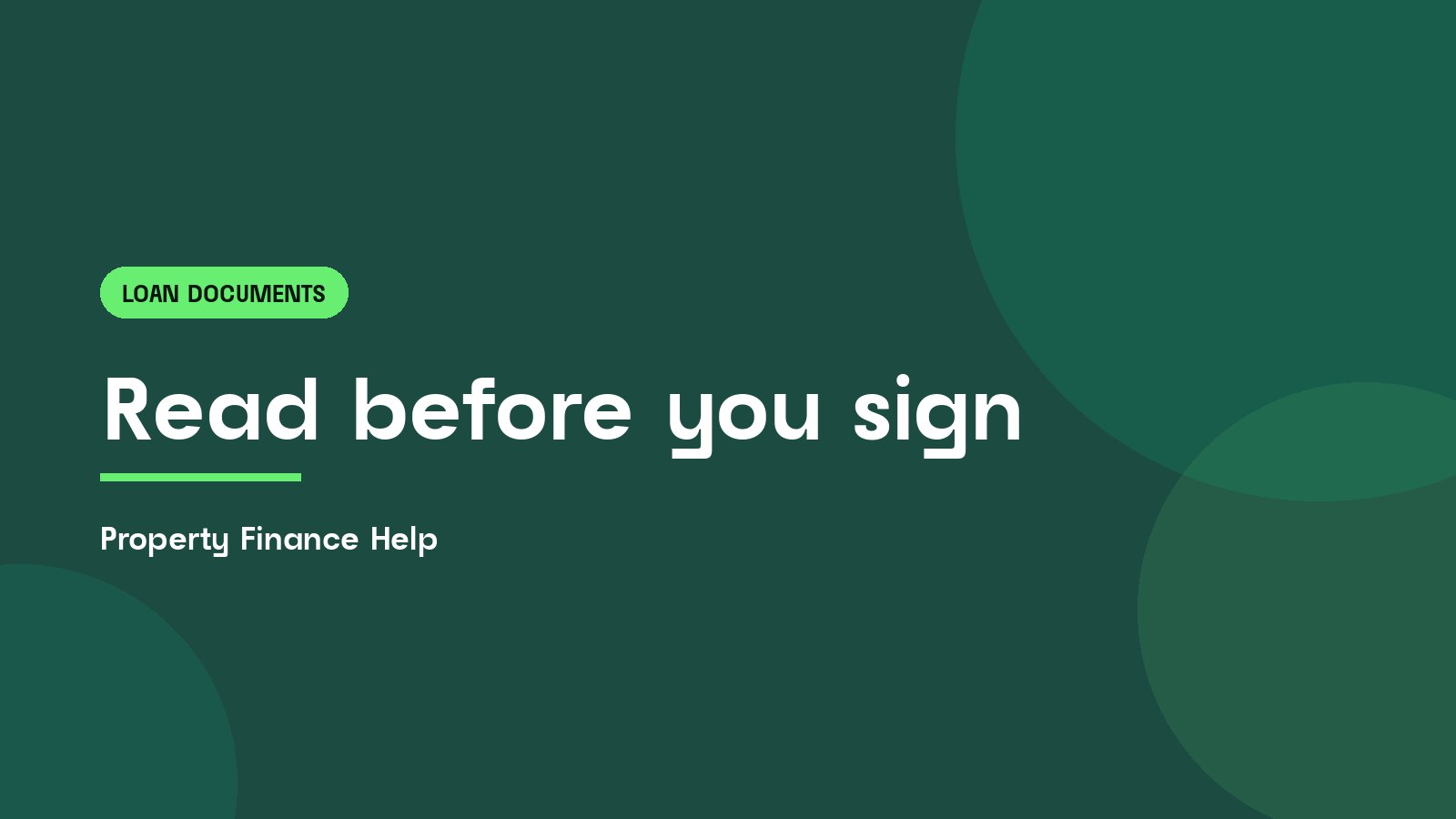 Read before you sign, Property Finance Help guide